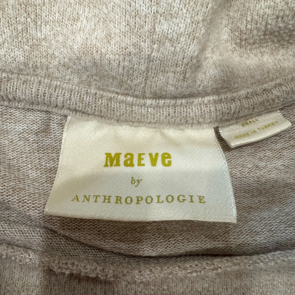 Maeve Anthropologie Oatmeal Heather Cowl Neck Tunic Sweater Small Long Rib Cuff